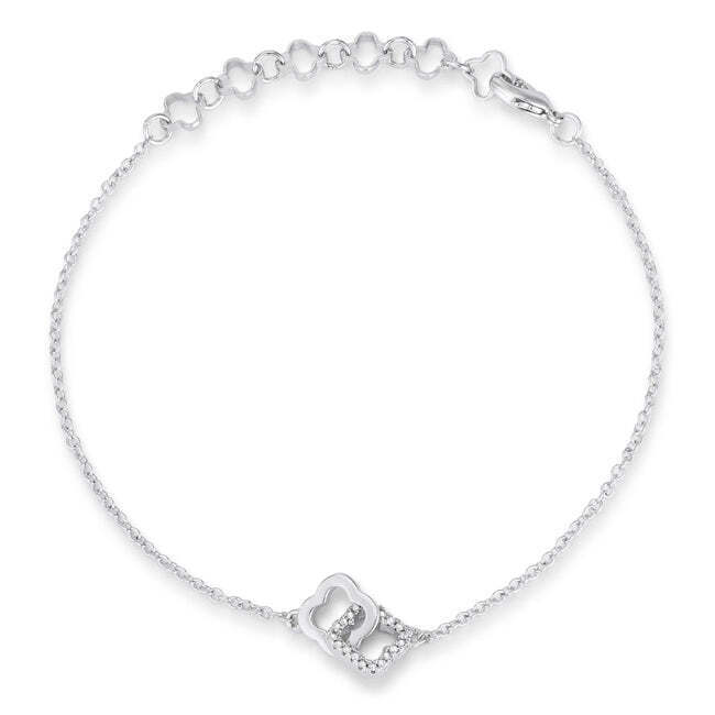 .1 Ct Rhodium Bracelet With Interlocking Floral Links